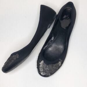 Zara sequin embellished black ballet flats
